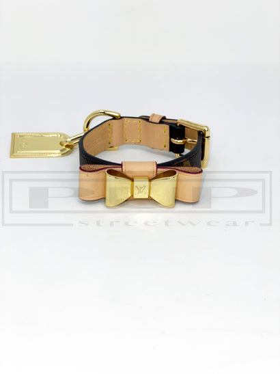 Ellie Bowtie Leather Collar w/ free engraved tag - PStreetwear
