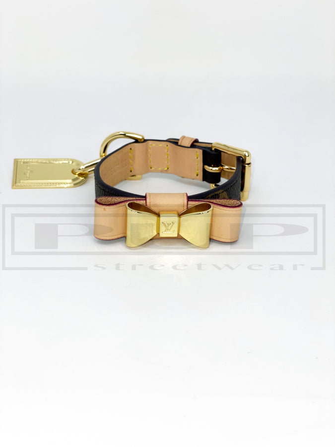 Ellie Bowtie Leather Collar w/ free engraved tag - PStreetwear