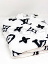 Ellie White Cotton Fleece Pillow and Blanket Set